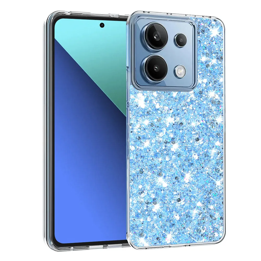 Custodia per Xiaomi Redmi Note 13 4G, Techsuit, Sparkly Glitter, Blu - immagine 1