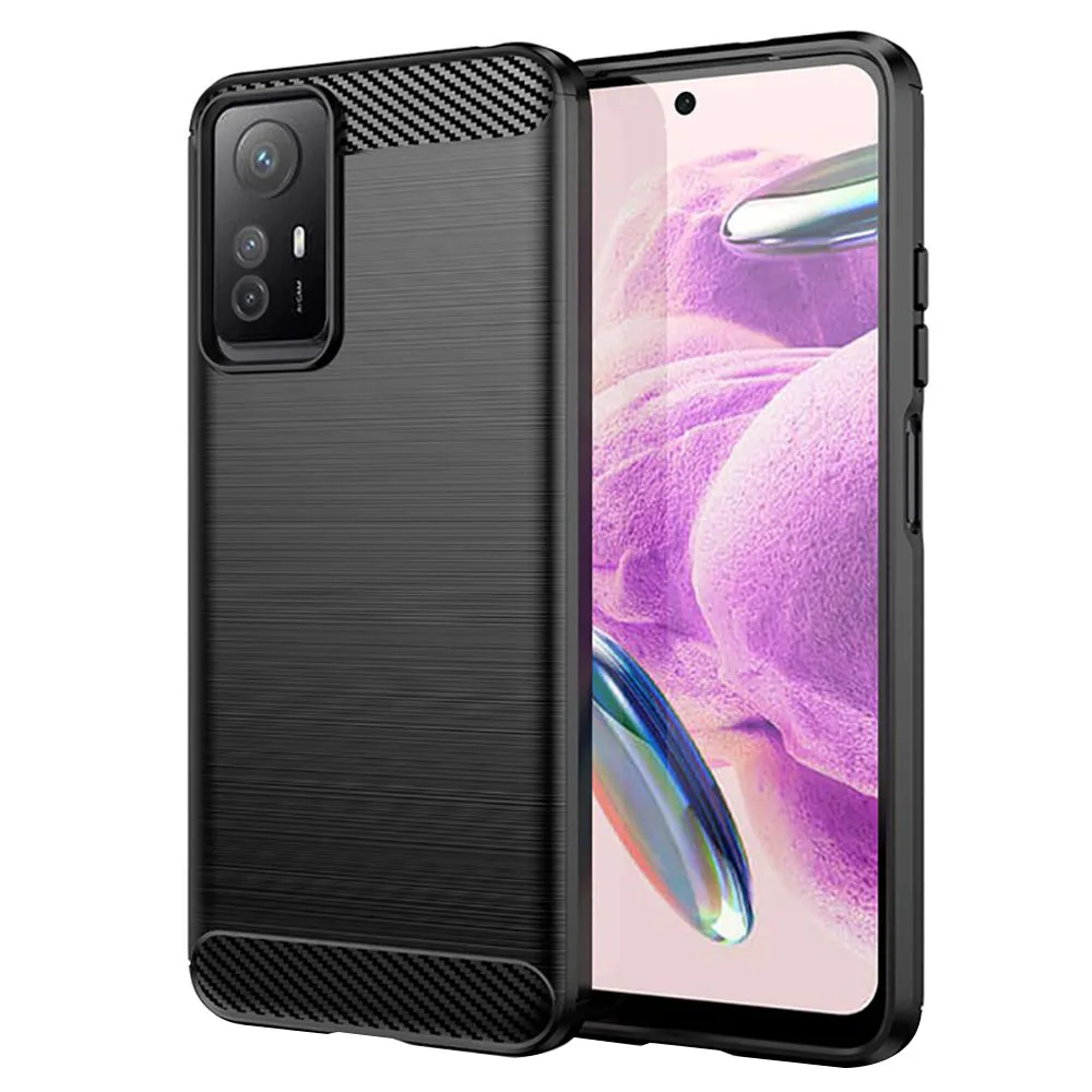 Custodia per Xiaomi Redmi Note 12S, Techsuit, Carbonio, Nera - immagine 1