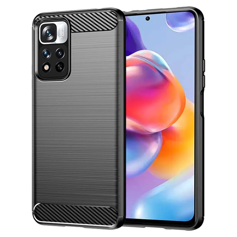 Custodia per Xiaomi Redmi Note 11 Pro+ 5G, Techsuit, Carbonio, Nera - immagine 1