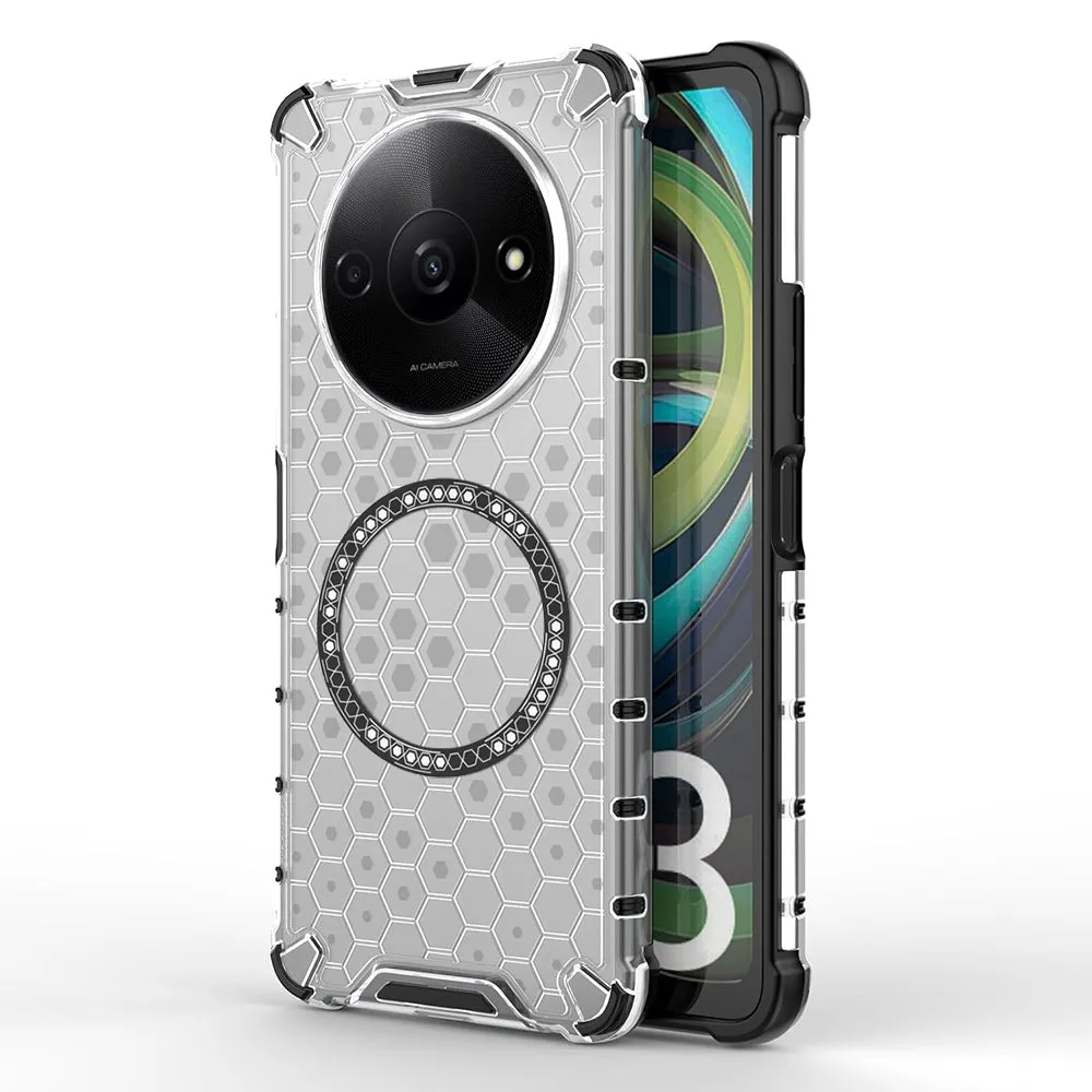 Custodia MagSafe per Xiaomi Redmi A3x / A3, Techsuit, HoneyComb Shield, Bianca - immagine 1
