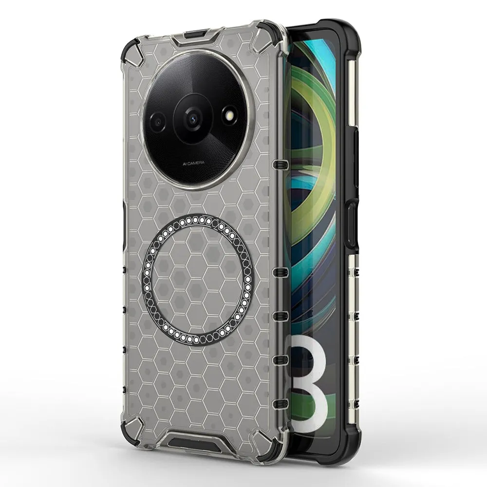 Custodia MagSafe per Xiaomi Redmi A3x / A3, Techsuit, HoneyComb Shield, Nera - immagine 1