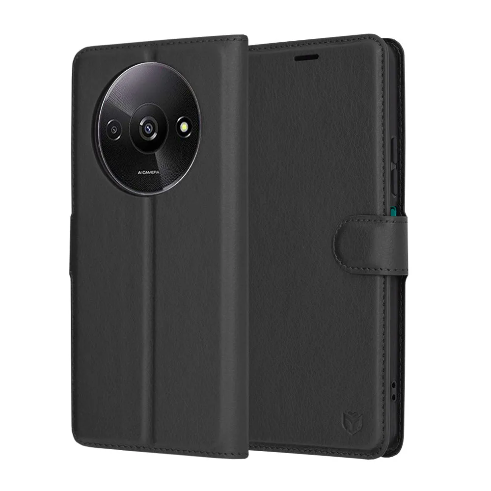 Custodia per Xiaomi Redmi A3x / A3, Techsuit, Leather Folio, Nera - immagine 1