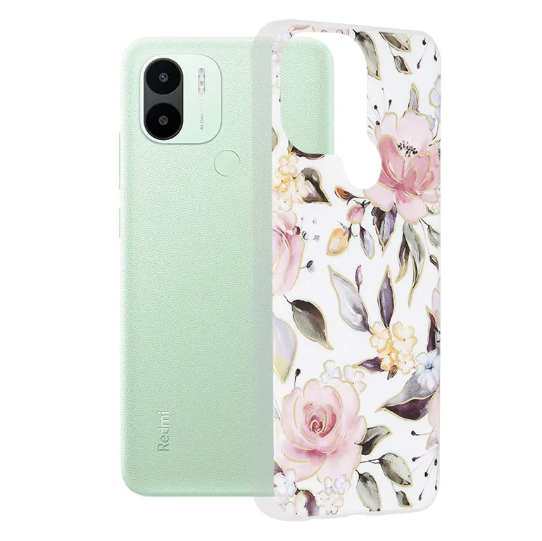 Custodia per Xiaomi Redmi A2+ / A1+, Techsuit, Marble, Bianca - immagine 1