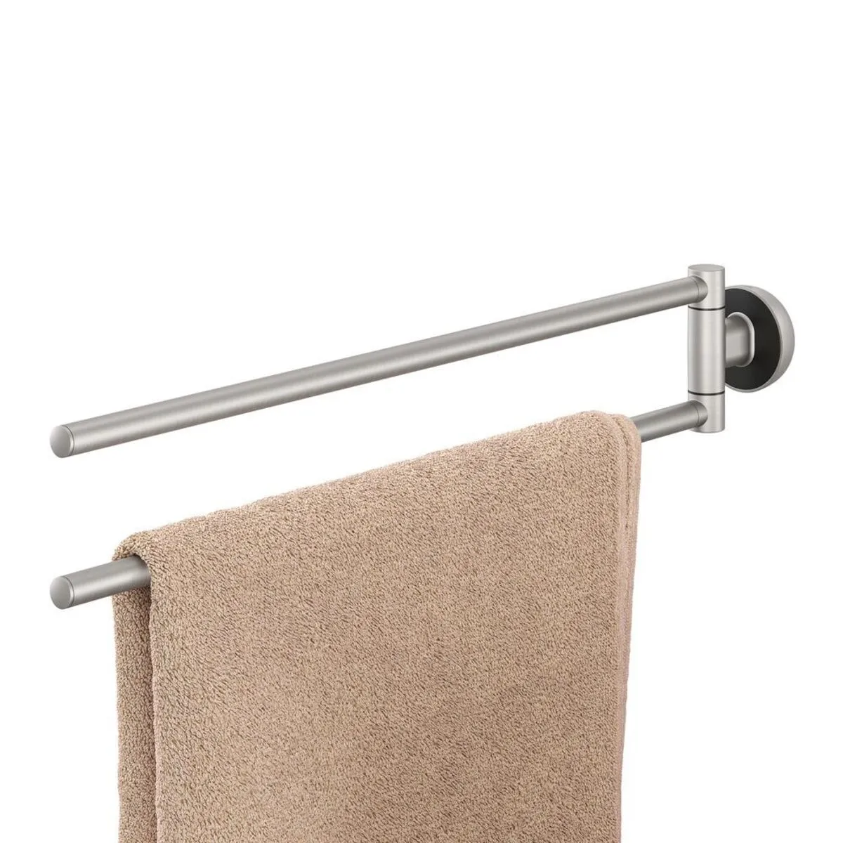 TIGER Porta asciugamani Cooper a 2 bracci in acciaio inox spazzolato/nero; 45.9x7.9x45.9 cm (LxHxP); argento/nero - immagine 1