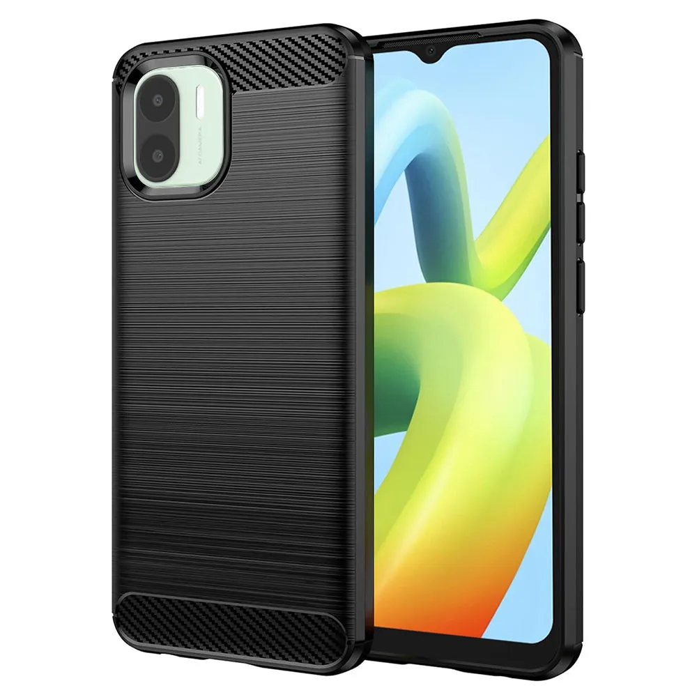Custodia per Xiaomi Redmi A2 / A1, Techsuit, Carbonio, Nera - immagine 1