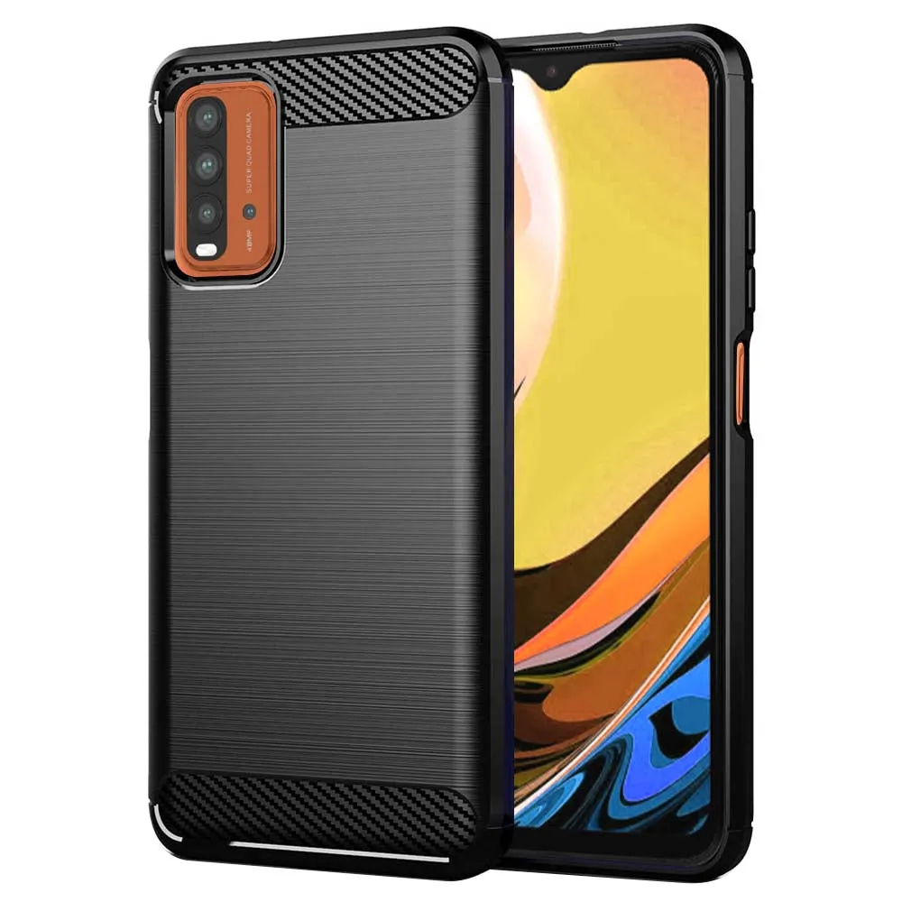 Custodia per Xiaomi Redmi 9 Power / 9T, Techsuit, Carbonio, Nera - immagine 1