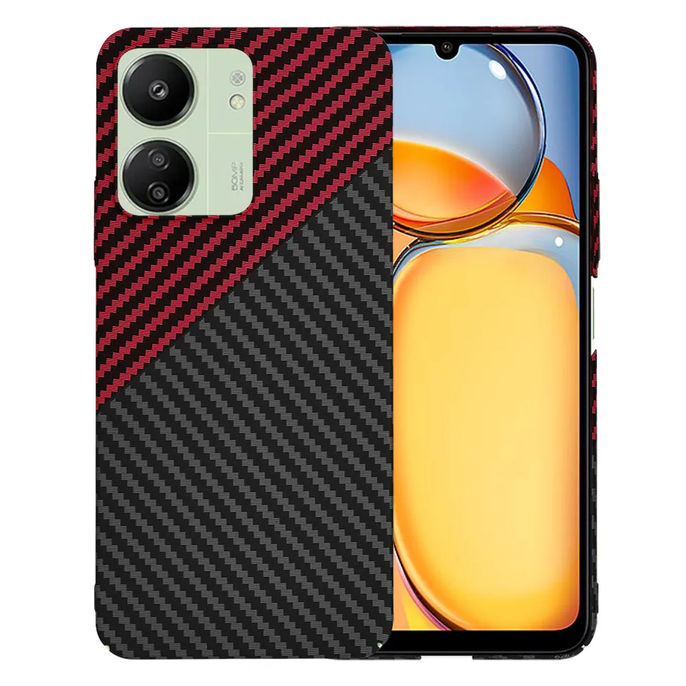 Custodia per Xiaomi Redmi 13C 5G / 13C / Poco C65, Techsuit, Carbonite FiberShell, Nero Rosso - immagine 1