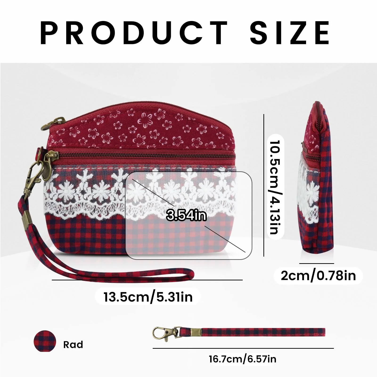 AfitLulu Portafoglio Donna Piccolo, Mini Fiore Porta Monete (Pizzo Rosso) - immagine 2