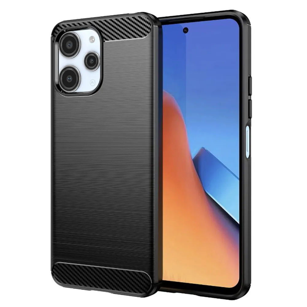 Custodia per Xiaomi Redmi 12 5G / 12, Techsuit, Carbonio, Nera - immagine 1