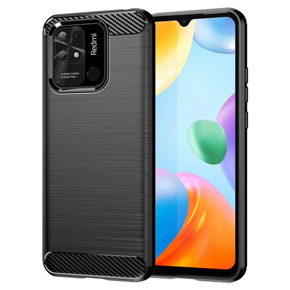 Custodia per Xiaomi Redmi 10C, Techsuit, Carbonio, Nera - immagine 1