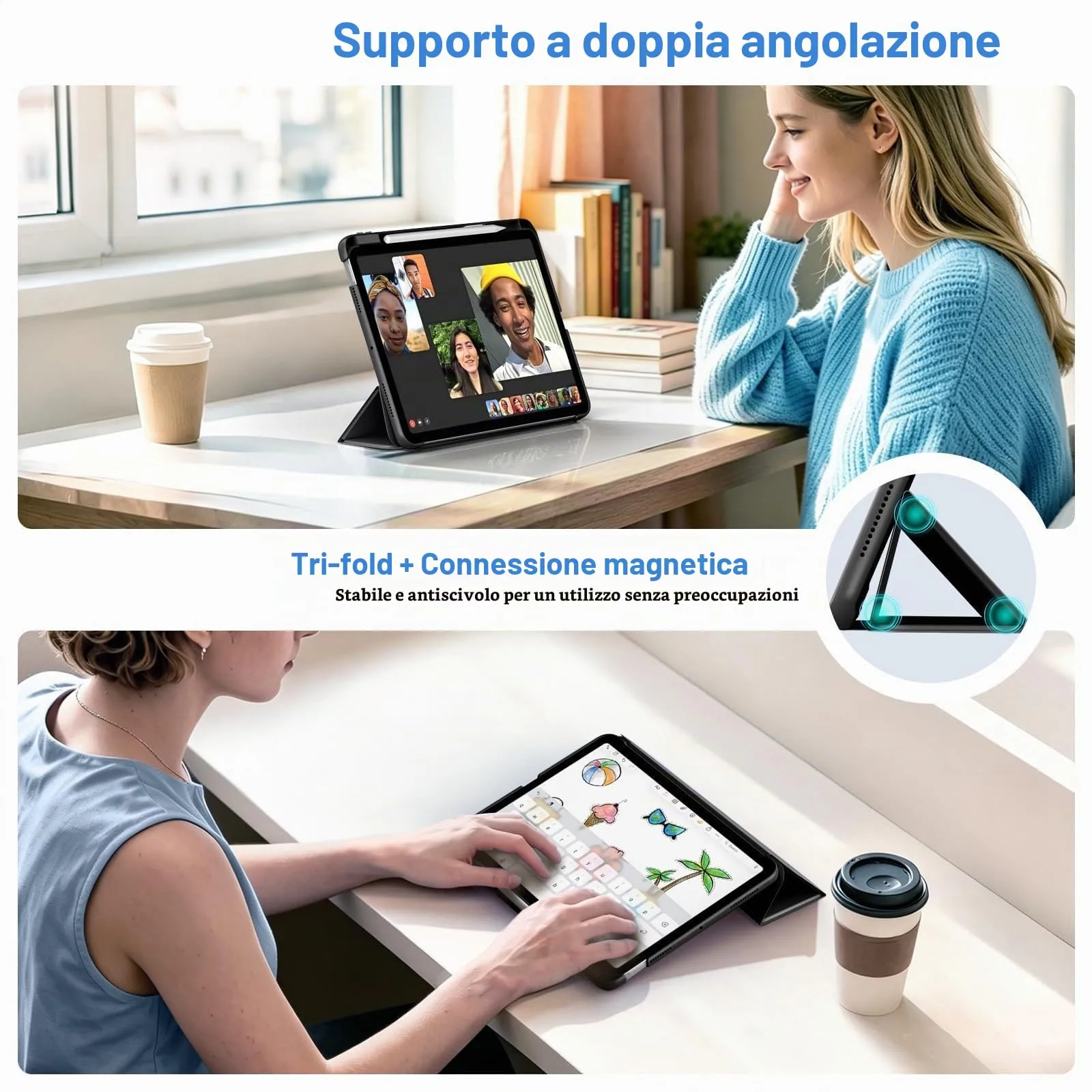 MoKo Custodia Sottile per iPad Air 11 ", iPad Air 5a/4a Gen, Nero - immagine 4