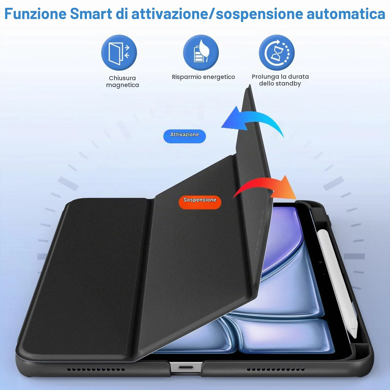 MoKo Custodia Sottile per iPad Air 11 ", iPad Air 5a/4a Gen, Nero - immagine 6