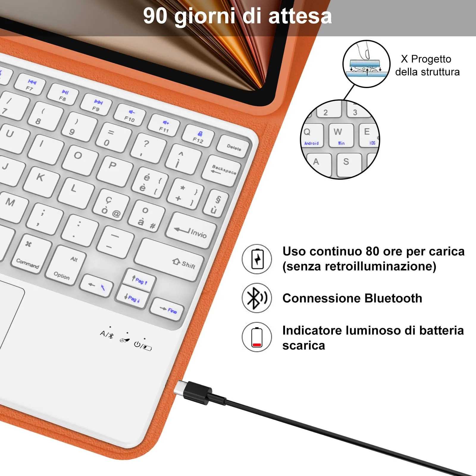 Tastiera per iPad Air 11 M4 2026/M3 2025/M2 2024 11 Pollici con Cover - immagine 4