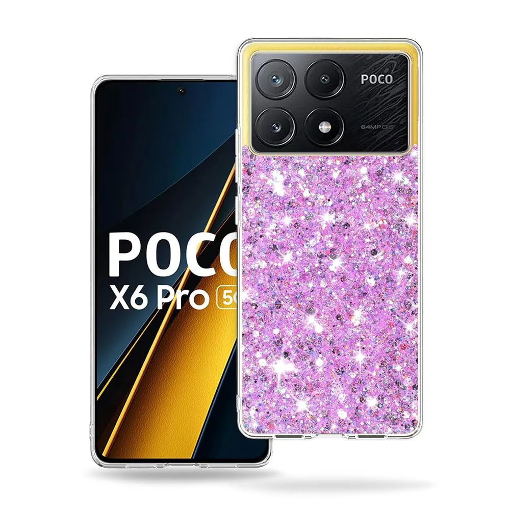 Custodia per Xiaomi Poco X6 Pro, Techsuit, Sparkly Glitter, Magenta - immagine 1