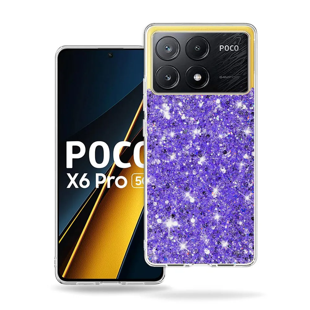 Custodia per Xiaomi Poco X6 Pro, Techsuit, Sparkly Glitter, Viola - immagine 1