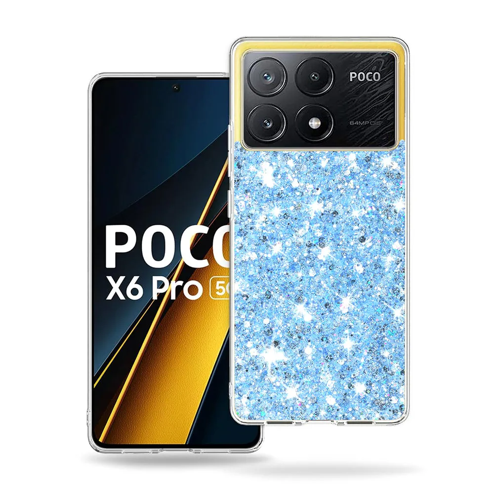 Custodia per Xiaomi Poco X6 Pro, Techsuit, Sparkly Glitter, Blu - immagine 1