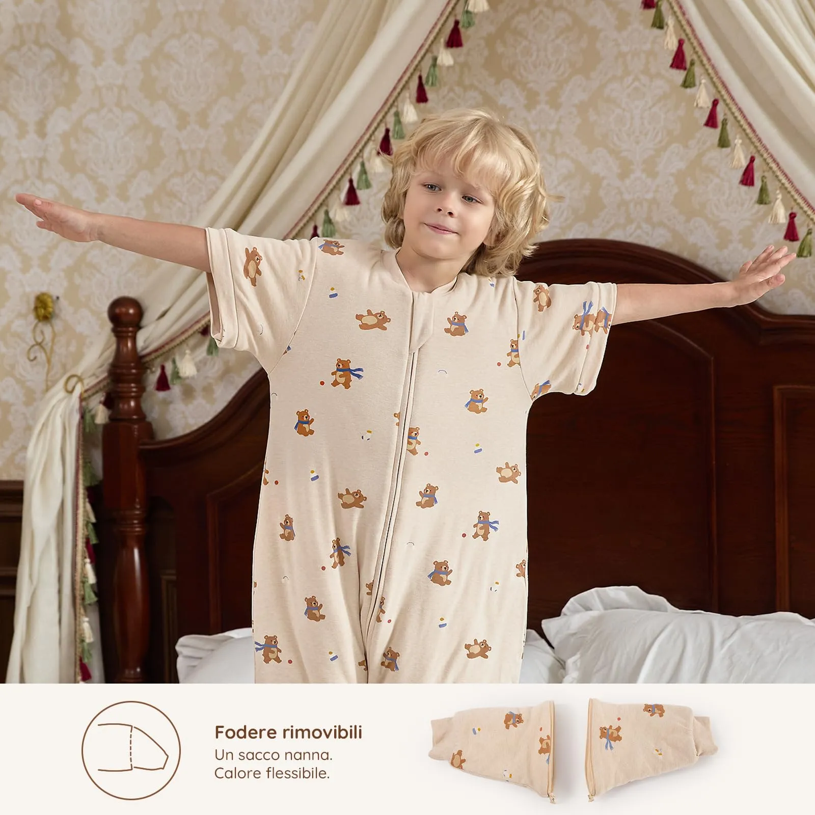 Mosebears Sacco nanna 2.5 Tog per bambino con gambe Sacco nanna per bambini foderato in caldo invernale con maniche staccabili, pigiama unisex per bambina - immagine 6