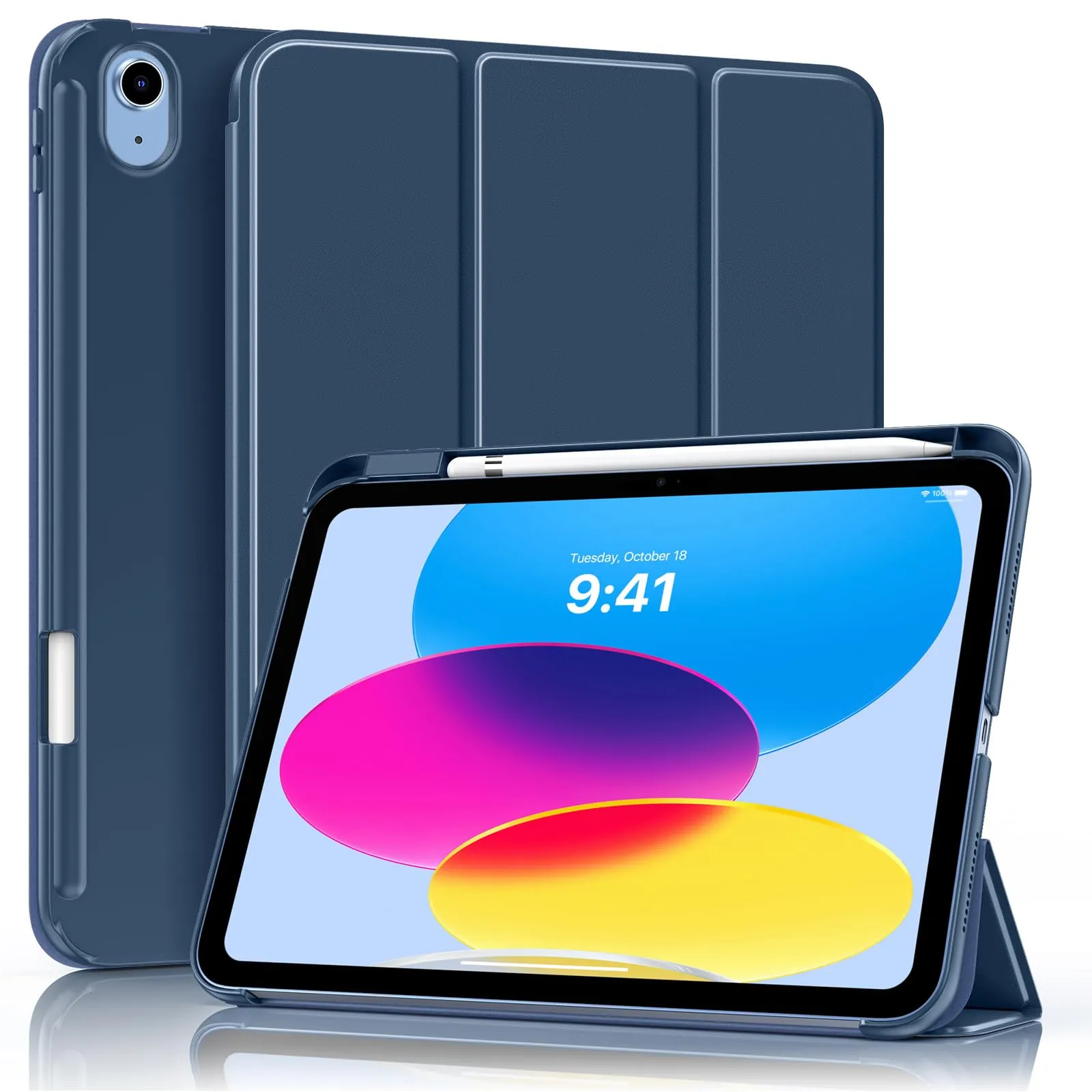 MoKo per iPad A16 11ª/10ª Generazione Custodia con Portapenne, Grigio Blu - immagine 1