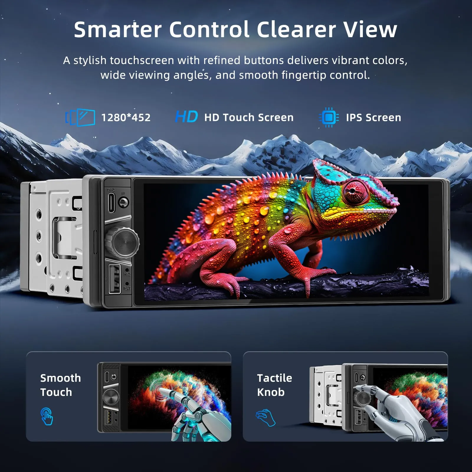 KMUTZY Autoradio 1 DIN con Schermo Touchscreen 6,28", Apple CarPlay e Android Auto Senza Fili, Stereo Auto Bluetooth con Vivavoce, Mirror Link, Telecamera Posteriore, Radio FM, USB, Type-C - immagine 3