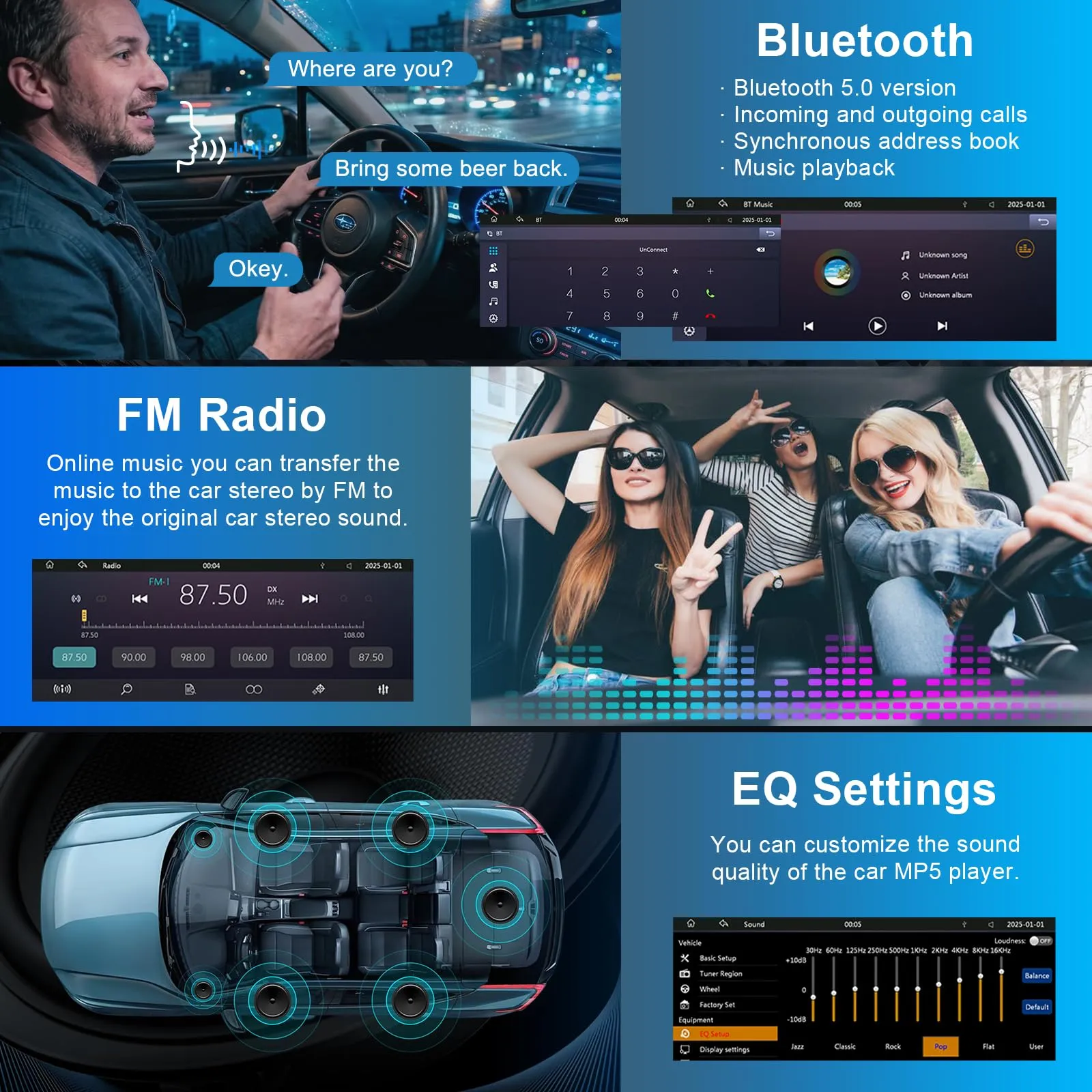 KMUTZY Autoradio 1 DIN con Schermo Touchscreen 6,28", Apple CarPlay e Android Auto Senza Fili, Stereo Auto Bluetooth con Vivavoce, Mirror Link, Telecamera Posteriore, Radio FM, USB, Type-C - immagine 4