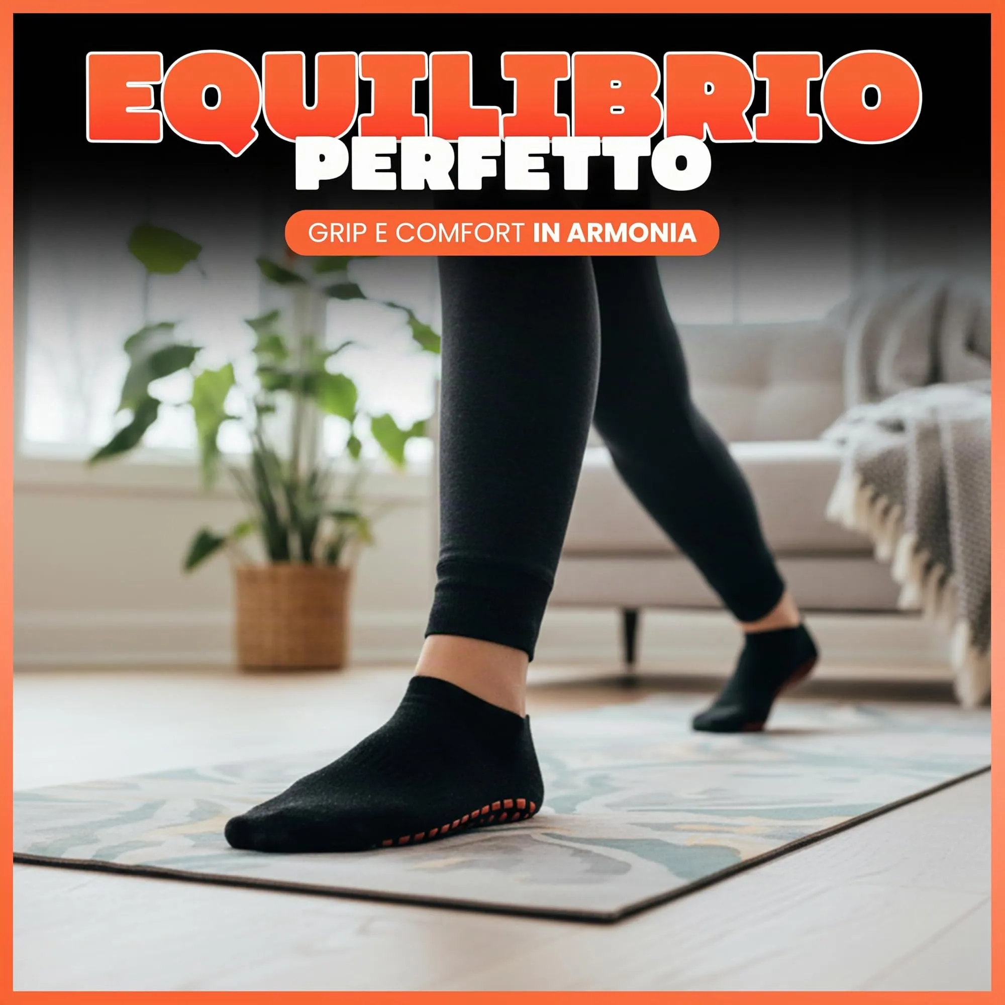Generico Set 3 Paia Calzini Antiscivolo Yoga Pilates Uomo Donna – Calze Elasticizzate con Suola in Silicone, Fitness, Danza, Ginnastica e Allenamento (IT, Numero, 25, 29, Regular, Regular) - immagine 5