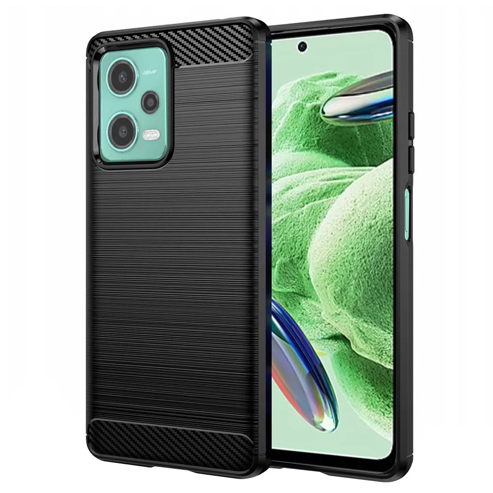 Custodia per Xiaomi Poco X5 / Note 12 5G, Techsuit, Carbonio, Nera - immagine 1
