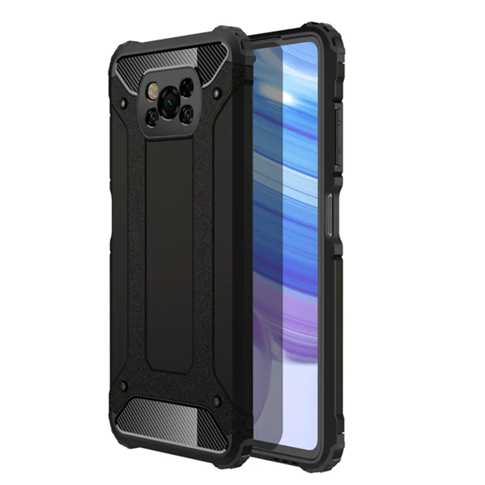Custodia per Xiaomi Poco X3 Pro / X3 NFC / X3, Techsuit, Hybrid Armor, Nera - immagine 1