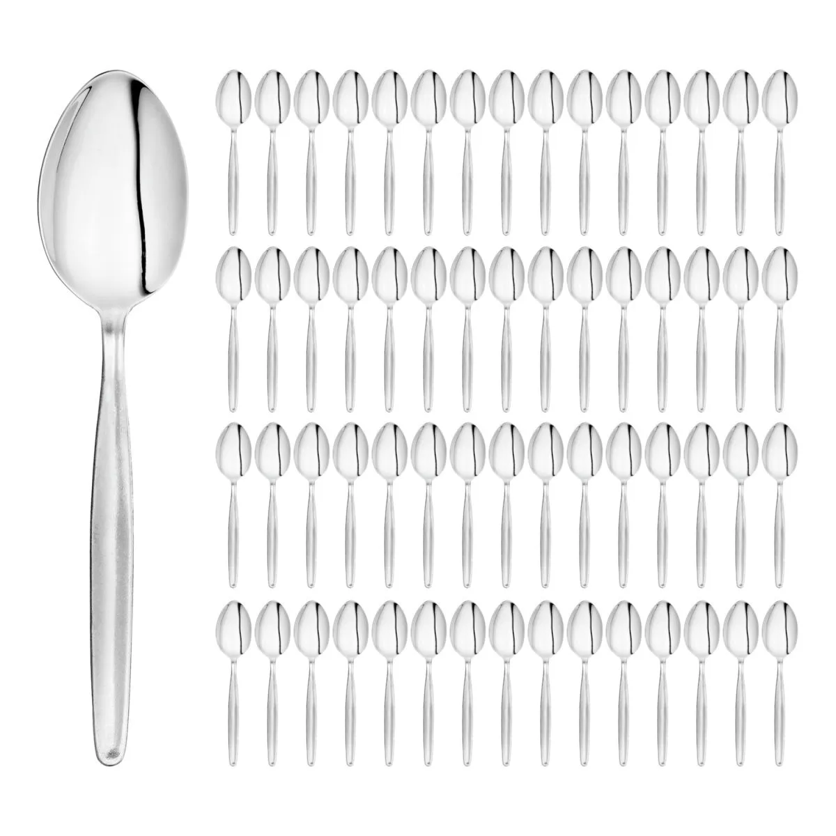 60x PULSIVA Confezione risparmio cucchiaini tè Basic; 13.7 cm (L); argento, manico argento; 60 pz. / Pacco - immagine 1