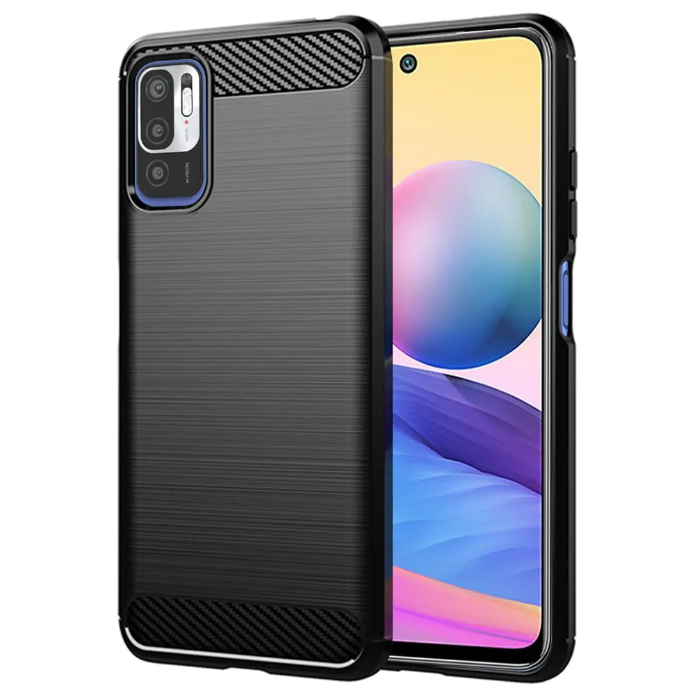 Custodia per Xiaomi Poco M3 Pro 5G / Redmi Note 10 5G, Techsuit, Carbonio, Nera - immagine 1