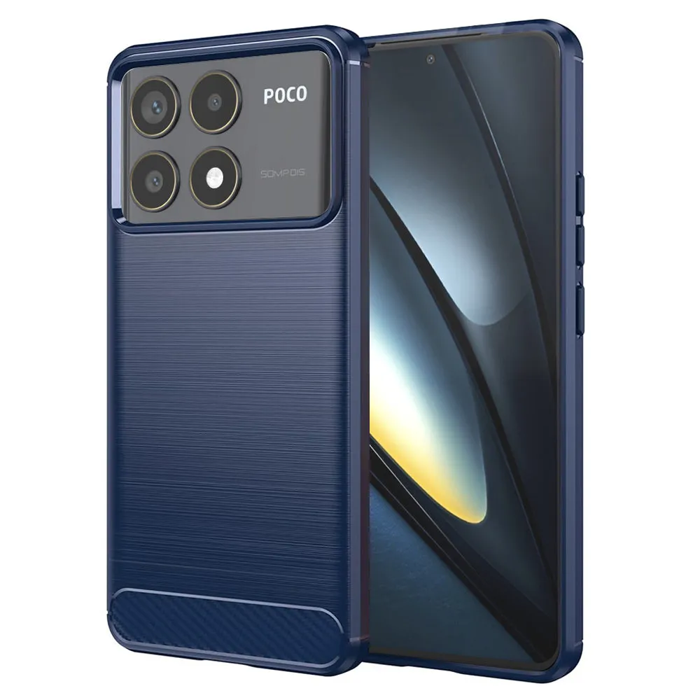 Custodia per Xiaomi Poco F6 Pro, Techsuit, Carbonio, Blu - immagine 1