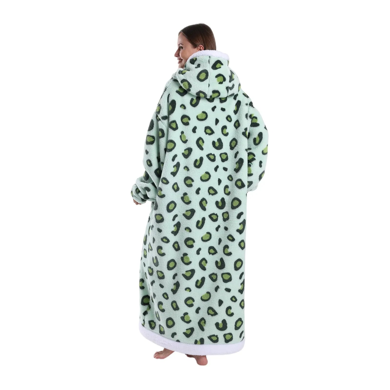 Gegeryozer Coperta con Maniche Donna Indossabile - Felpa Termica Morbida, Tasche Integrate + Cappuccio per Divano e Casa - immagine 3