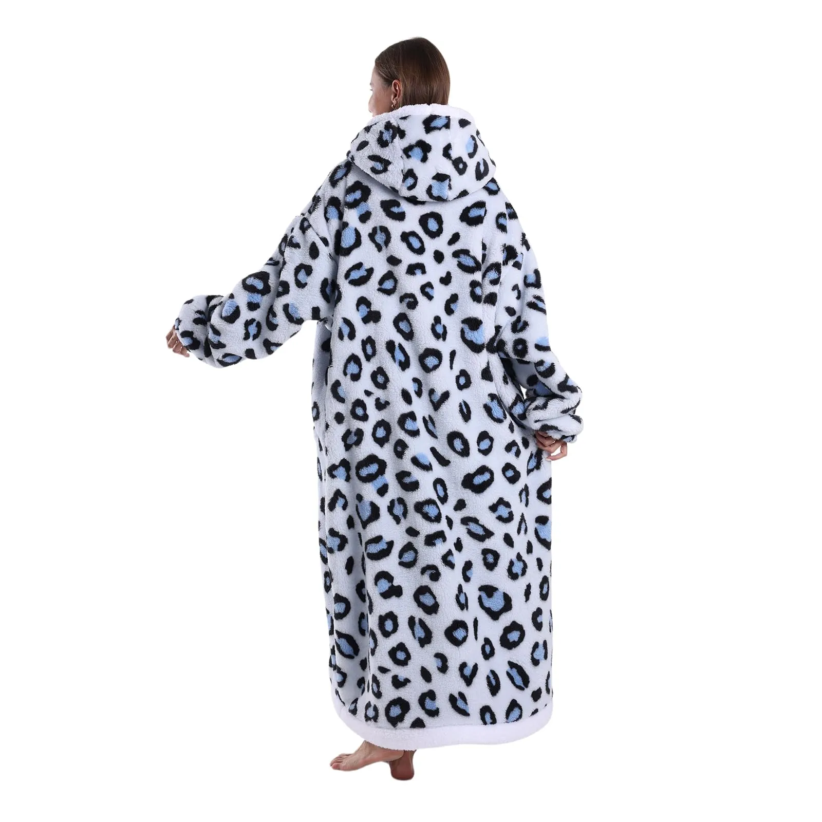 Gegeryozer Coperta con Maniche Donna Indossabile - Felpa Termica Morbida, Tasche Integrate + Cappuccio per Divano e Casa - immagine 3