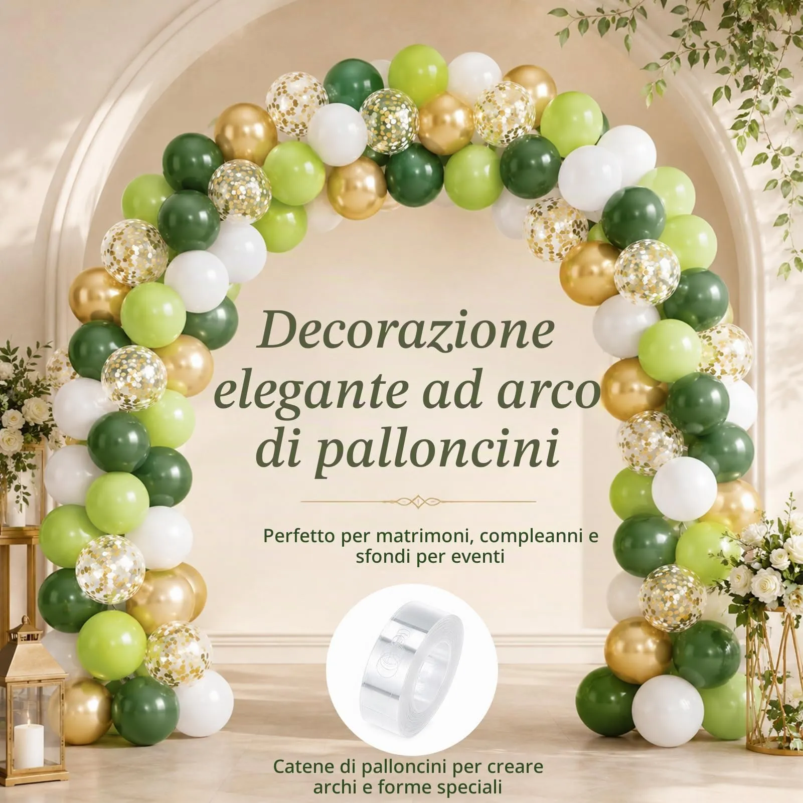 60 Pezzi Palloncini Verdi,12 Pollici Palloncini Coriandoli Verdi - immagine 3