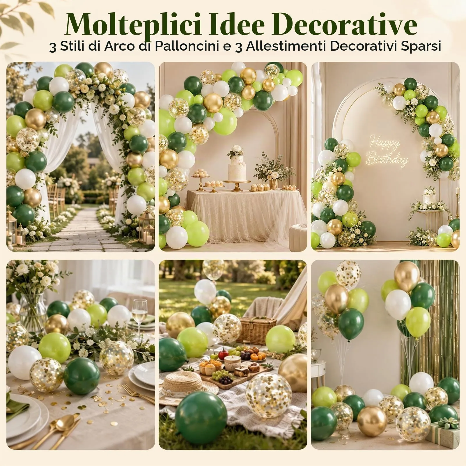 60 Pezzi Palloncini Verdi,12 Pollici Palloncini Coriandoli Verdi - immagine 7