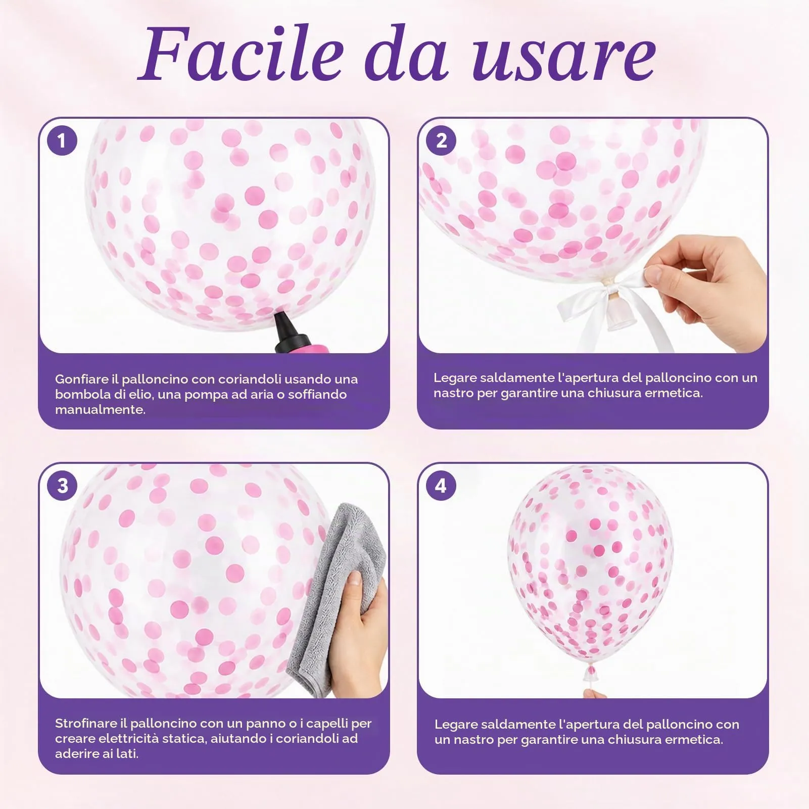 60 Pezzi Palloncini Viola Rosa,12 Pollici Lilla Confetti Palloncinis - immagine 5