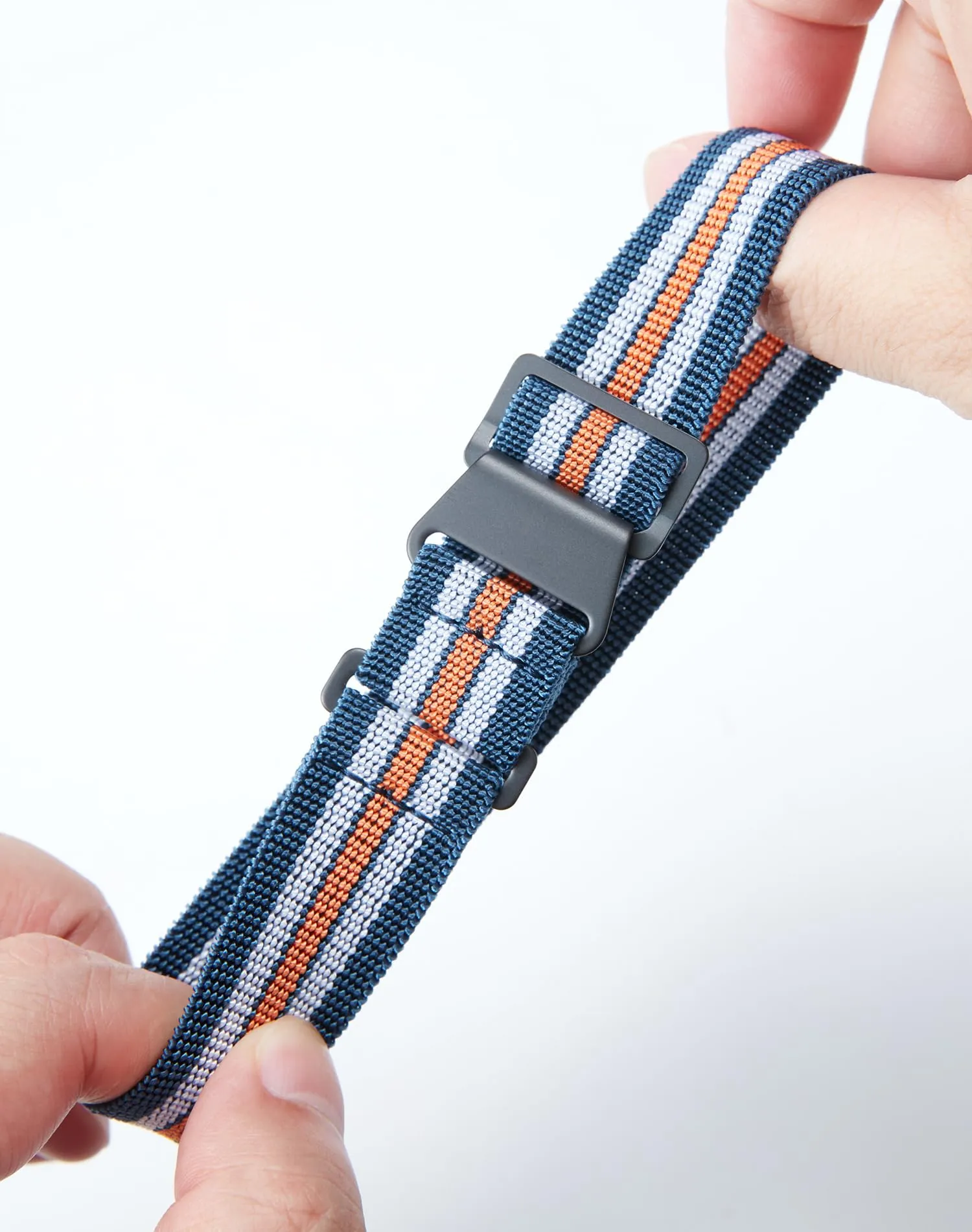 BINLUN Cinturino per Orologio in Nylon Elastico di Ricambio Militare Cinturino a Strappo Paracadute Marina Nazionale per Uomo Donna Fibbia Nero/Argento 18/20/22mm - immagine 2