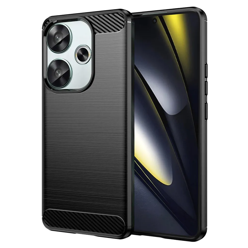 Custodia per Xiaomi Poco F6, Techsuit, Carbonio, Nera - immagine 1