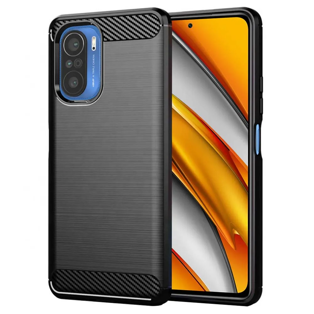 Custodia per Xiaomi Poco F3 / Mi 11i, Techsuit, Carbonio, Nera - immagine 1