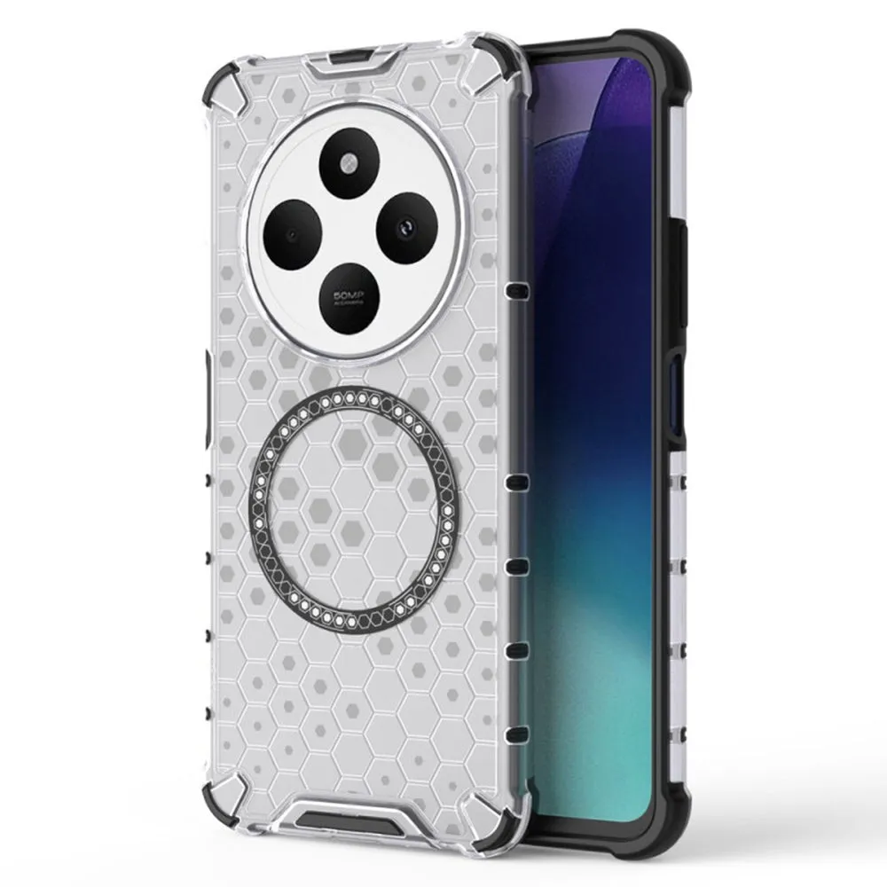 Custodia MagSafe per Xiaomi Poco C75 / Redmi 14C, Techsuit, HoneyComb Shield, Bianca - immagine 1