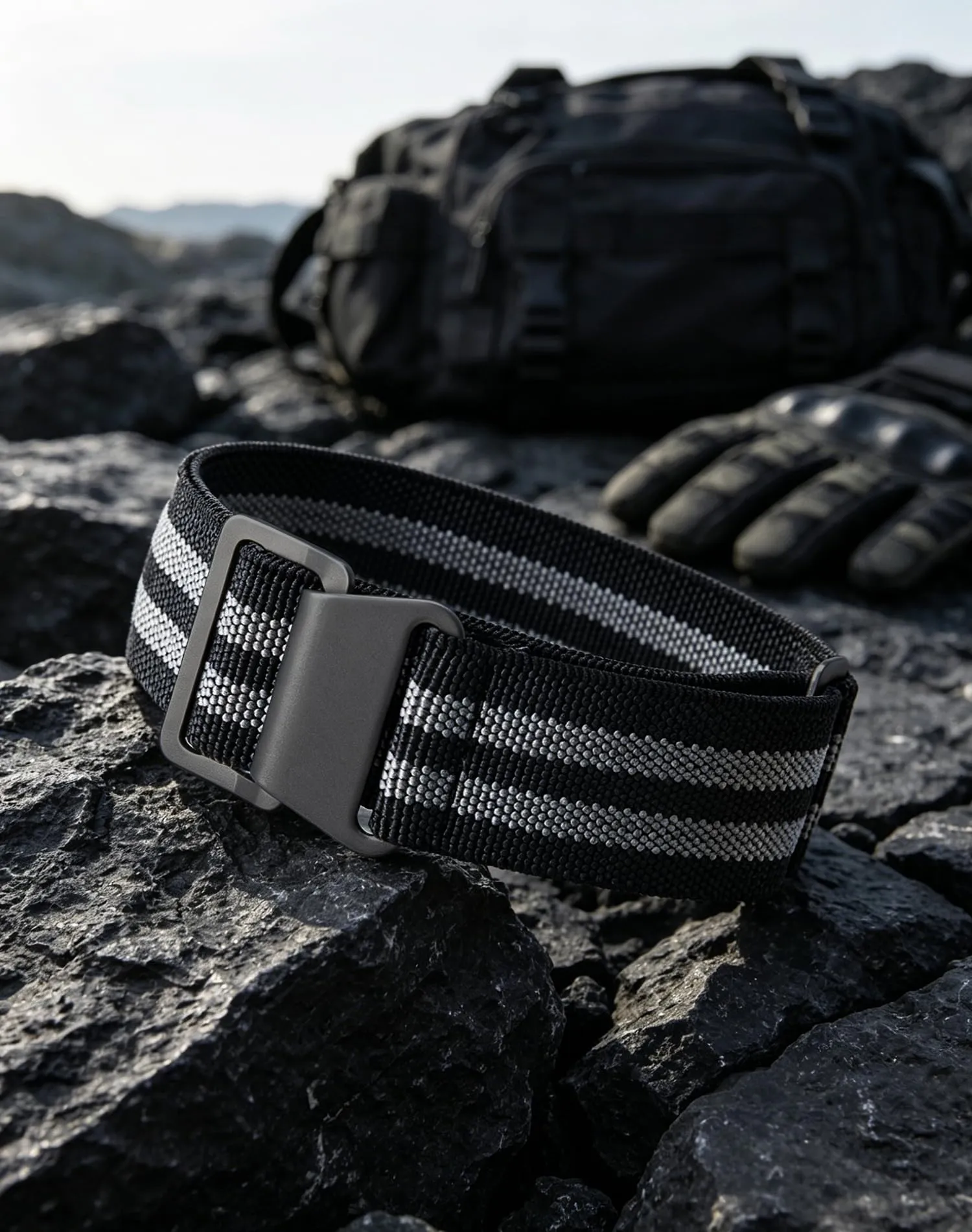 BINLUN Cinturino per Orologio in Nylon Elastico di Ricambio Militare Cinturino a Strappo Paracadute Marina Nazionale per Uomo Donna Fibbia Nero/Argento 18/20/22mm - immagine 3