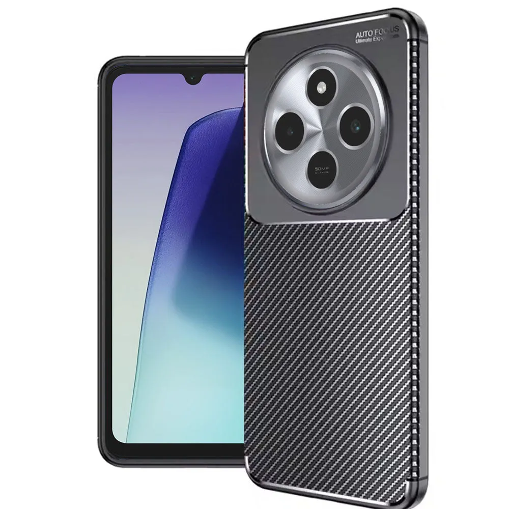 Custodia per Xiaomi Poco C75 / Redmi 14C, Techsuit, CarbonFiber, Nera - immagine 1