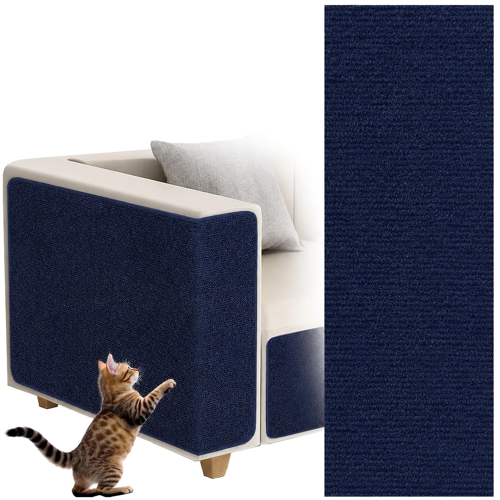 Tappetino Antigraffio Autoadesivo per Gatti, dellyy Ritagliabili Tappeto Tiragraffi per Gatti, DIY Tappetino Tiragraffi Autoadesivo per Gatti, Protegge Tappeti e Divani (Blu Scuro, 40×200cm) - immagine 1