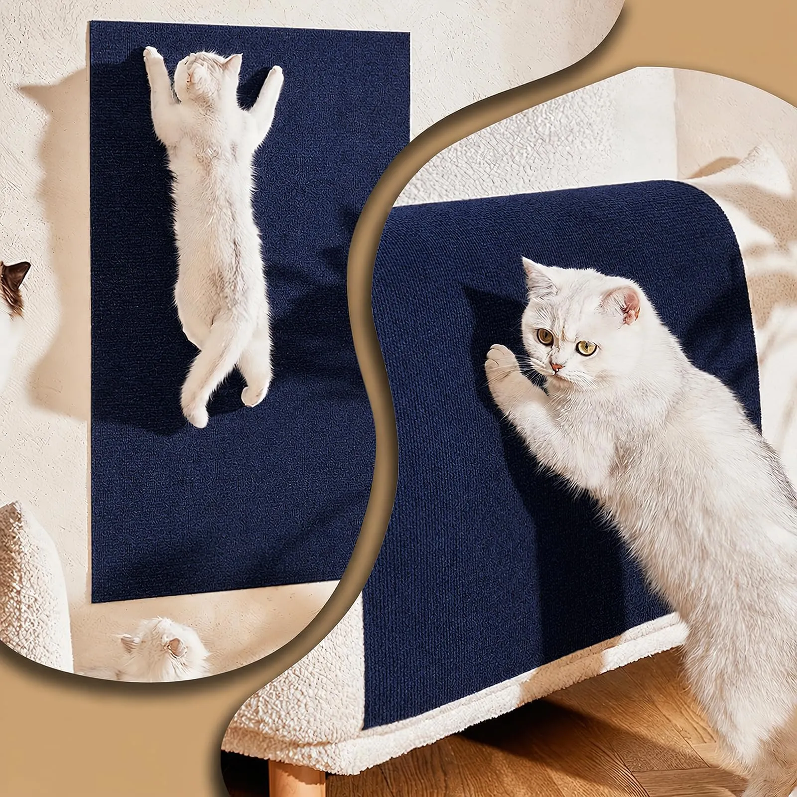 Tappetino Antigraffio Autoadesivo per Gatti, dellyy Ritagliabili Tappeto Tiragraffi per Gatti, DIY Tappetino Tiragraffi Autoadesivo per Gatti, Protegge Tappeti e Divani (Blu Scuro, 40×200cm) - immagine 6