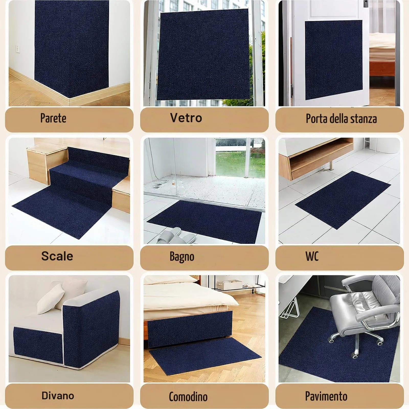 Tappetino Antigraffio Autoadesivo per Gatti, dellyy Ritagliabili Tappeto Tiragraffi per Gatti, DIY Tappetino Tiragraffi Autoadesivo per Gatti, Protegge Tappeti e Divani (Blu Scuro, 40×200cm) - immagine 7