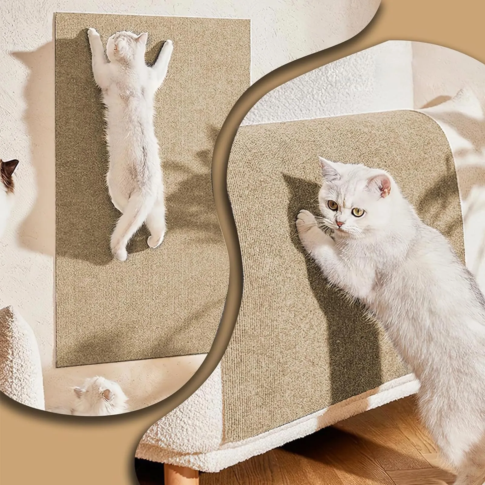 Tappetino Antigraffio Autoadesivo per Gatti, dellyy Ritagliabili Tappeto Tiragraffi per Gatti, DIY Tappetino Tiragraffi Autoadesivo per Gatti, Protegge Tappeti e Divani (Cachi, 40×300cm) - immagine 6