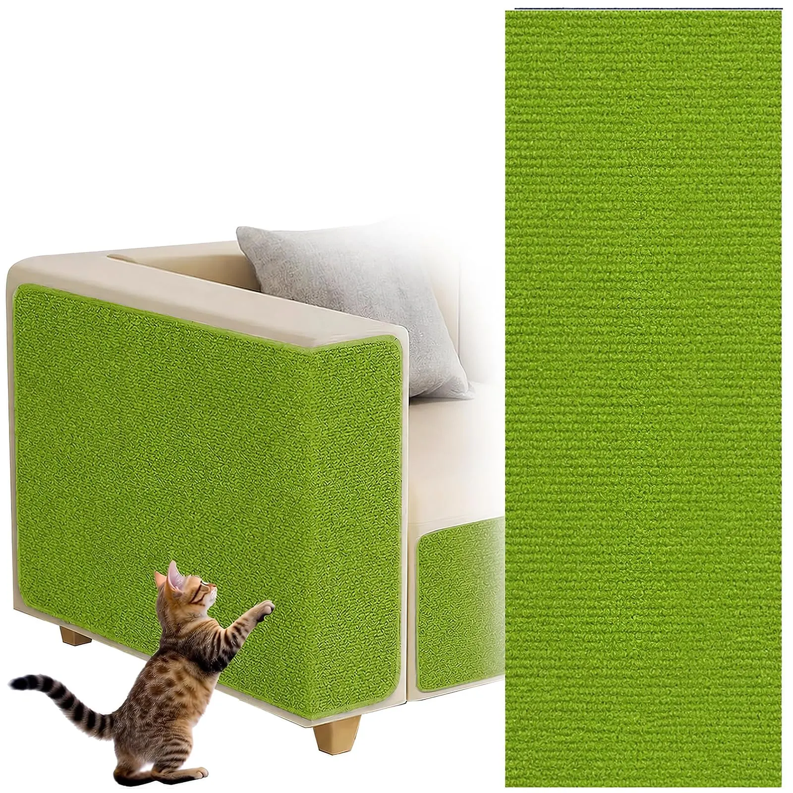 Tappetino Antigraffio Autoadesivo per Gatti, dellyy Ritagliabili Tappeto Tiragraffi per Gatti, DIY Tappetino Tiragraffi Autoadesivo per Gatti, Protegge Tappeti e Divani (Verde, 40×100cm) - immagine 1