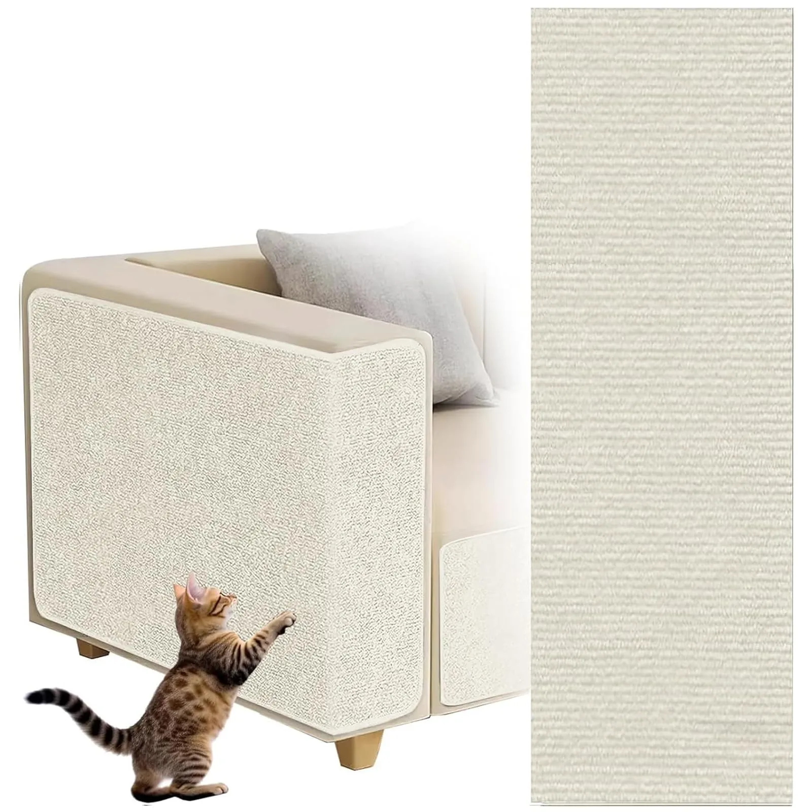 Tappetino Antigraffio Autoadesivo per Gatti, dellyy Ritagliabili Tappeto Tiragraffi per Gatti, DIY Tappetino Tiragraffi Autoadesivo per Gatti, Protegge Tappeti e Divani (Beige, 40×300cm) - immagine 1