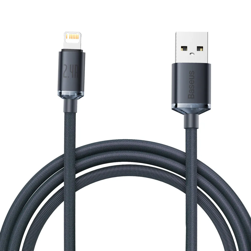 Cavo di ricarica e dati USB-A - Lightning della serie Crystal Shine di Baseus, 18W, 2m, nero CAJYY00010101 - immagine 1