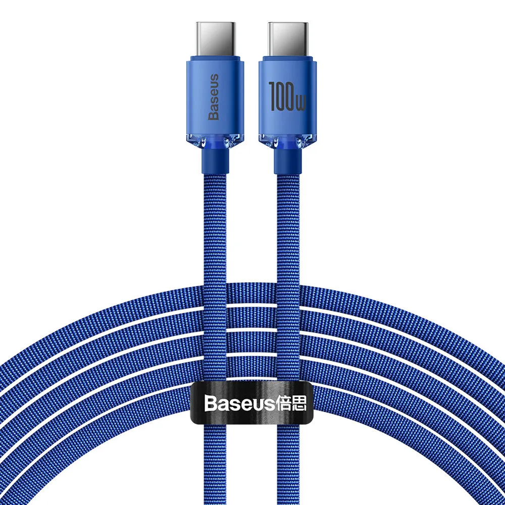 Cavo dati e ricarica USB-C - USB-C Baseus Crystal Shine Series, 100W, 2m, blu CAJY000703 - immagine 1