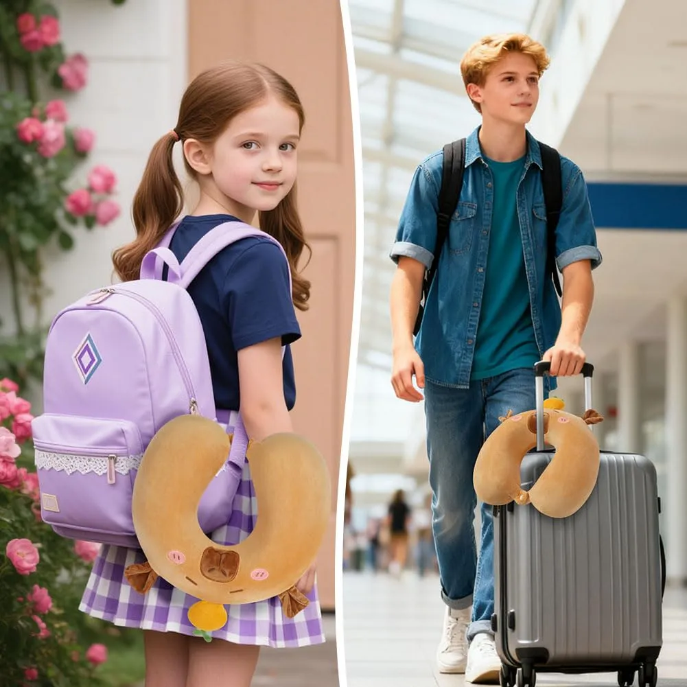 Alaoo Cuscino da Viaggio per Bambini, Cuscino Portatile,Capibara - immagine 7